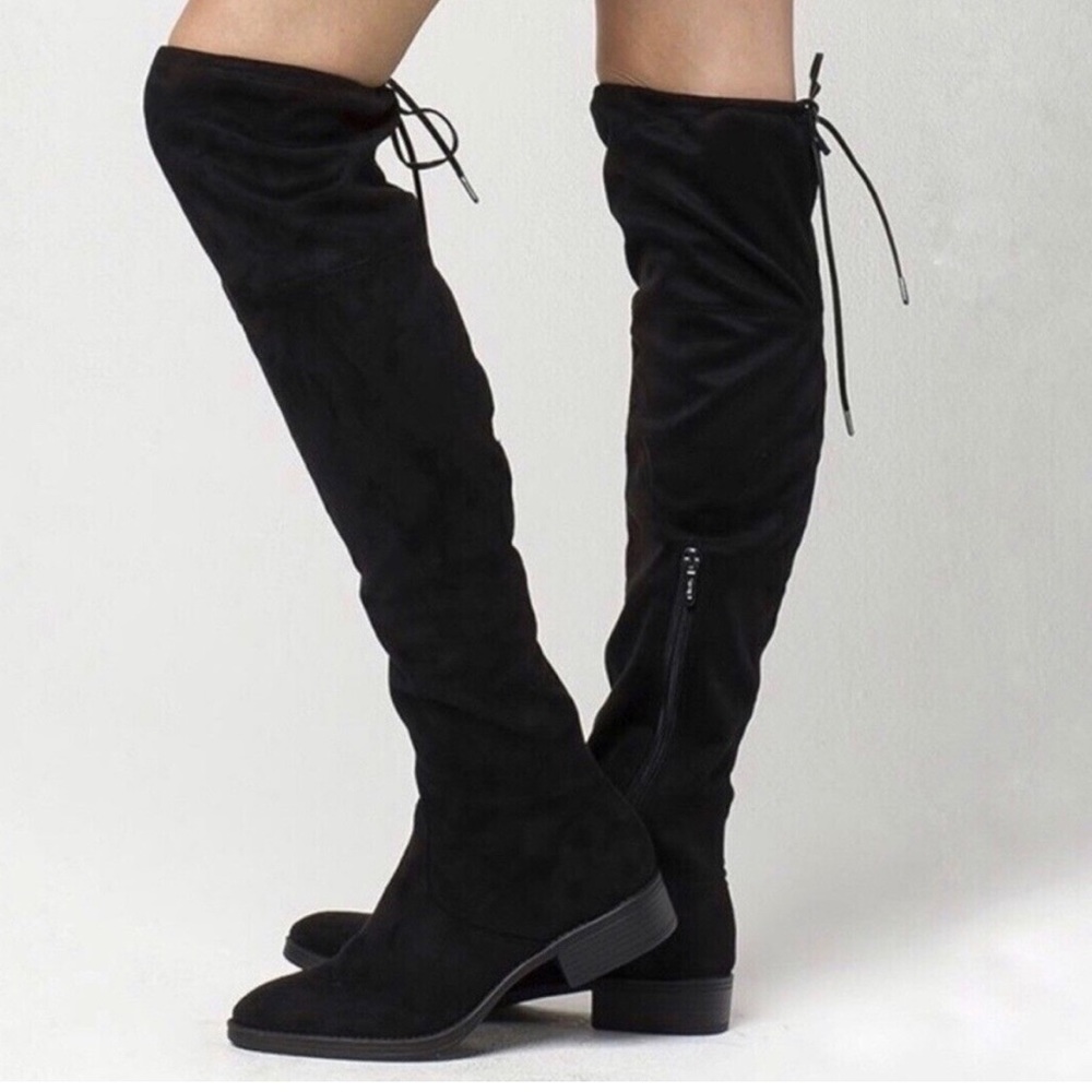 Circus Sam Edelman Peyton Black Stretch Microsuede Over the Knee Boot 7.5